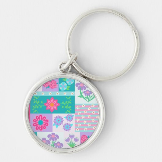 華やかな花のデザイン キーホルダー (正面)