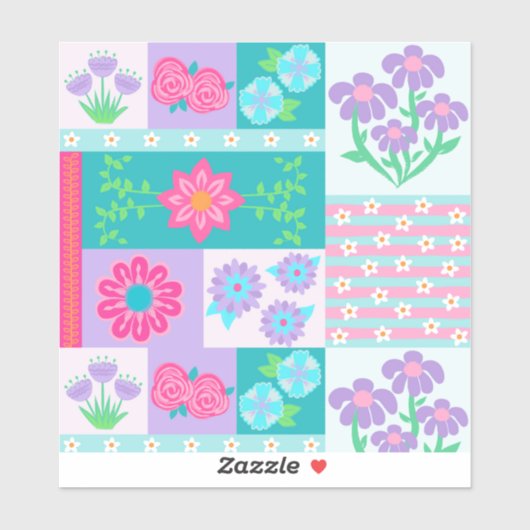 華やかな花のデザイン シール (シート)