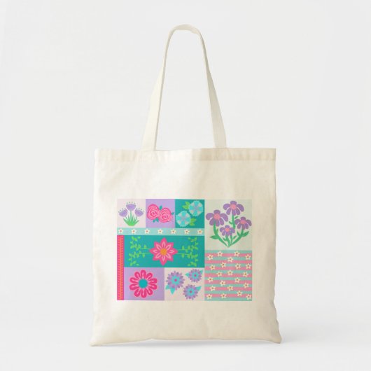 華やかな花のデザイン トートバッグ (正面)