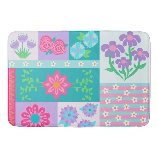 華やかな花のデザイン バスマット (正面)