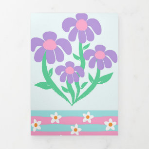 華やかな花のデザイン 三つ折りカード