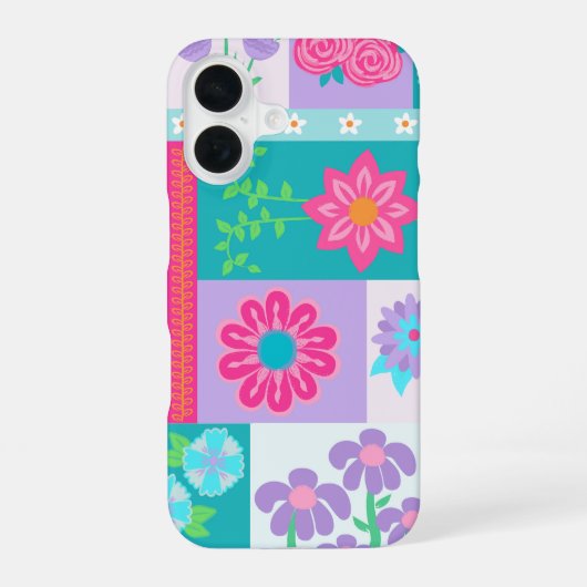 華やかな花のデザイン iPhone 16ケース (裏面)