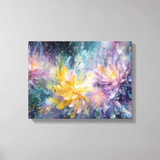 華やかな花の抽象画: 爆発的な色彩 キャンバスプリント (正面)