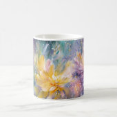 華やかな花の抽象画: 爆発的な色彩 コーヒーマグカップ (中央)