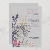 華やかな花の招待状 招待状 (正面/裏面)