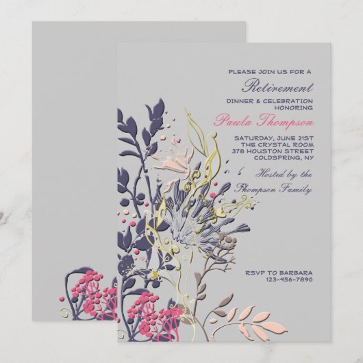 華やかな花の招待状 招待状 (正面/裏面)