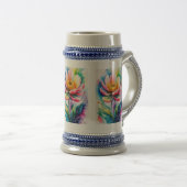 華やかな花の水彩陶磁器ビアジョッキ ビールジョッキ (正面右)