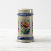華やかな花の水彩陶磁器ビアジョッキ ビールジョッキ (中央)
