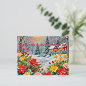 華やかな花園のクリスマスカード ポストカード (スタンド正面)