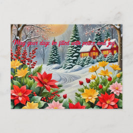 華やかな花園のクリスマスカード ポストカード