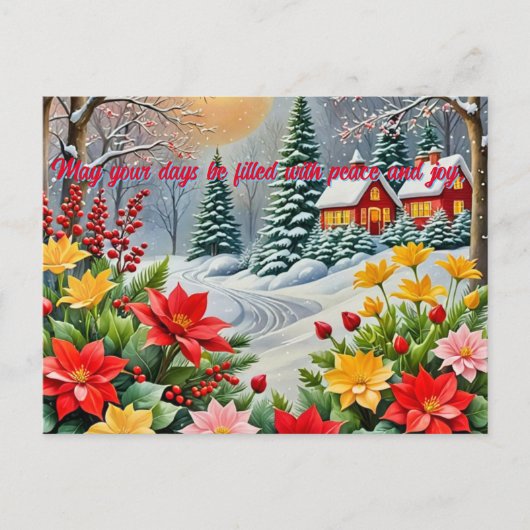 華やかな花園のクリスマスカード ポストカード (正面)