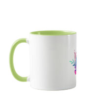 華やかな花園のコーヒーマグ グリーンアクセント