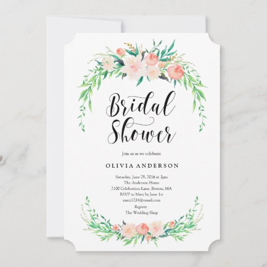 華やかな花束のブライダルシャワーの招待 招待状 (正面)