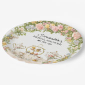 華やかな花柄のビンテージ ティーパーティー ブライダルシャワー ペーパープレート (アングル)