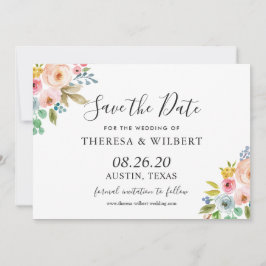 華やかな花柄の結婚式Save The Dateカード 招待状