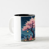 華やかな花見の桜のマグカップ ツートーンマグカップ (正面左)
