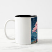 華やかな花見の桜のマグカップ ツートーンマグカップ (左)