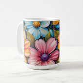 華やかな花 コーヒーマグカップ (正面左)