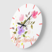華やかな花 ラージ壁時計 (傾斜)