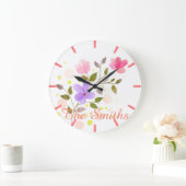 華やかな花 ラージ壁時計 (ホーム)