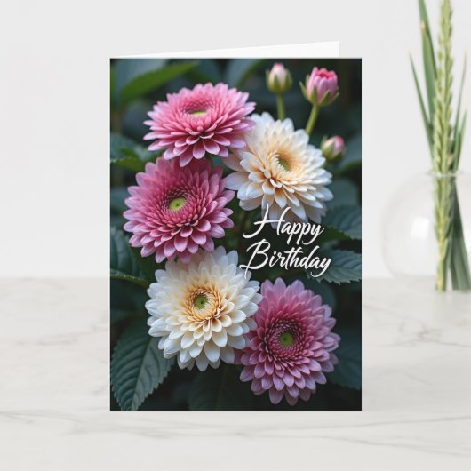 華やかな誕生日の花カード カード (正面)