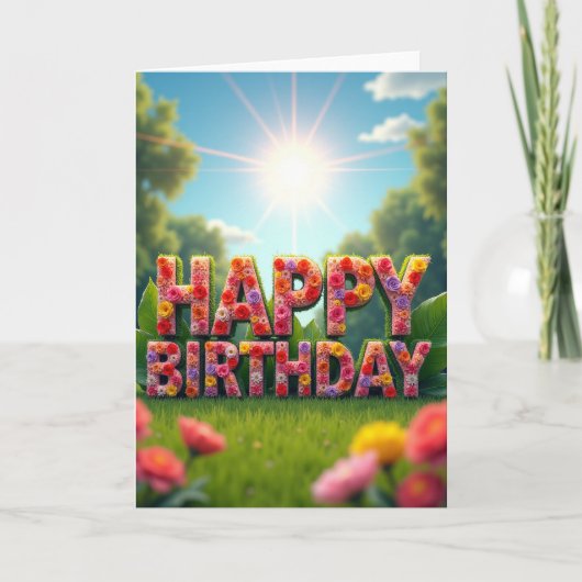華やかな誕生日の花カード カード (正面)