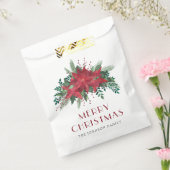 華やかな赤いポインセチアのフラワー クリスマス フェイバーバッグ (封をした状態)