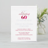 華やかな赤い花の60周年結婚記念パーティー 箔招待状 (立ち正面)