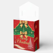 華やかな赤と緑のクリスマス食品パッケージ フェイバーボックス (オープン)