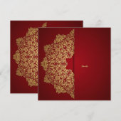 華やかな赤金 招待状 (正面/裏面)