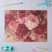 華やかな赤面とブルゴーニュ英語バラ金ゴールド 薄葉紙 (クラフト)