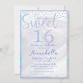 華やかな遊色効果のオパールSweet 16 誕生日 招待状 (正面)