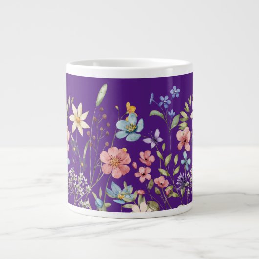 華やかな野生の花園  ジャンボコーヒーマグカップ (正面)
