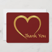 華やかな金ゴールドと赤いハート結婚の記念日 サンキューカード (正面)