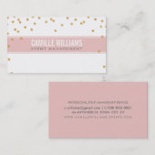 華やかな金ゴールドスパークリーグリッター紙吹雪ベビーピンク 名刺 (正面/裏面)
