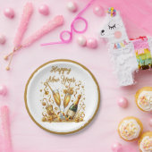 華やかな金ゴールドスパークルニューイヤーイブ ペーパープレート (パーティー)