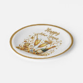 華やかな金ゴールドスパークルニューイヤーイブ ペーパープレート (アングル)