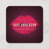 華やかな金ゴールドバラ唇メイクアップアーティスト スクエア名刺 (正面)