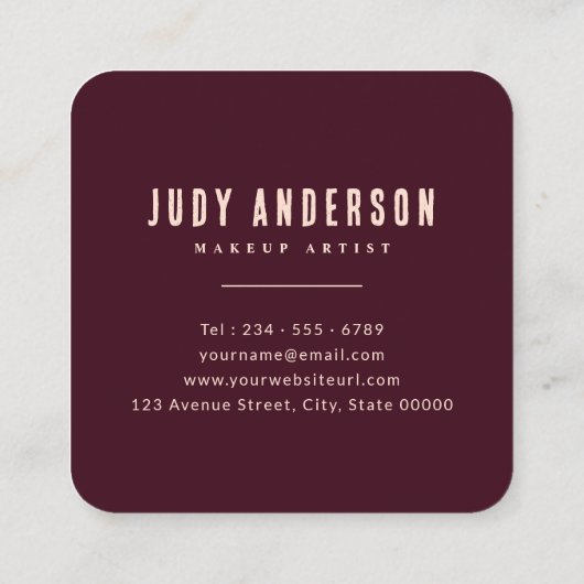 華やかな金ゴールドバラ唇メイクアップアーティスト スクエア名刺 (裏面)