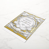 華やかな金ゴールドフローラモチ結婚ー、のフォイル招待状 箔招待状 (回転した状態)