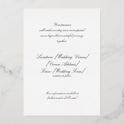 華やかな金ゴールドモチーフ結婚アトリエ 箔招待状 (裏面)