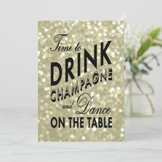 華やかな金ゴールドリハーサルディナー 招待状 (スタンド正面)