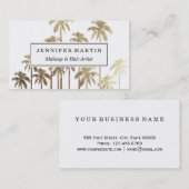 華やかな金ゴールド熱帯ヤシの木が白 名刺 (正面/裏面)