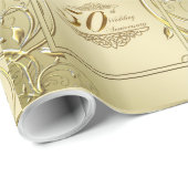 華やかな金ゴールド結婚50周年 ラッピングペーパー (ロールコーナー)