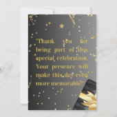 華やかな金ゴールド誕生日パーティーの招待状 招待状 (裏面)