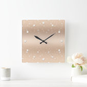 華やかな金ゴールド金属光沢、傾き、星 スクエア壁時計 (ホーム)