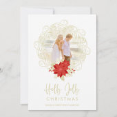 華やかな金色のオーナメントの写真クリスマスフラワー シーズンカード (正面)