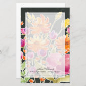 華やかな集まり-ピンクとオレンジの花 便箋 (正面/裏面)