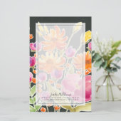 華やかな集まり-ピンクとオレンジの花 便箋 (スタンド正面)