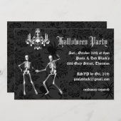 華やかな骨格ハロウィーンの衣装パーティー 招待状 (正面/裏面)